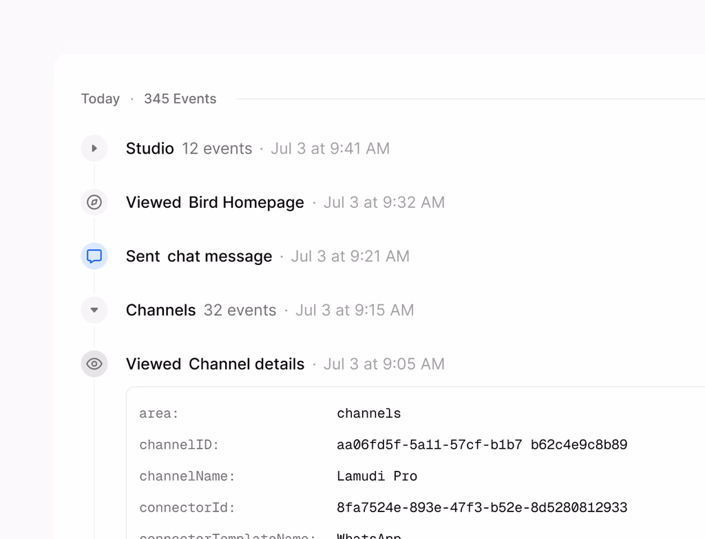 A dashboard showing a clear history of edits and updates with timestamps and user names for easy troubleshooting and governance.
